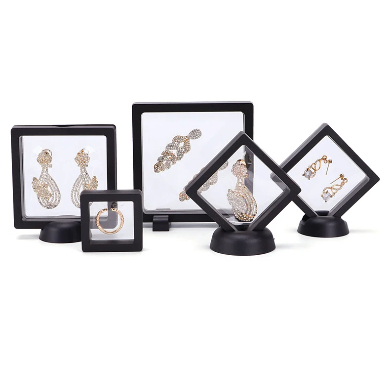 New Suspended Floating Display Case Transparent Jewelry Box Bracelet Pendant Organizer Pe Film Coin Gems Storage Stand Showcase