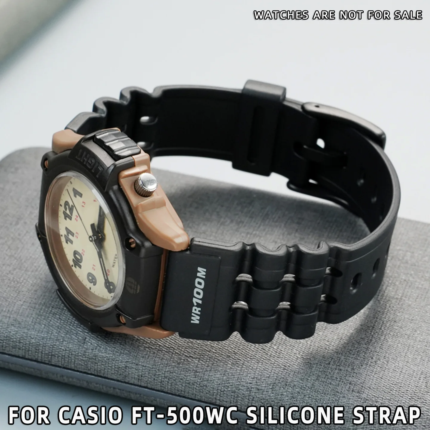 19mm Waterproof silicone rubber Strap For Casio FORESTER FT-500WC AW-80V W-89H Retro Male Female Student Rubber Watchband black
