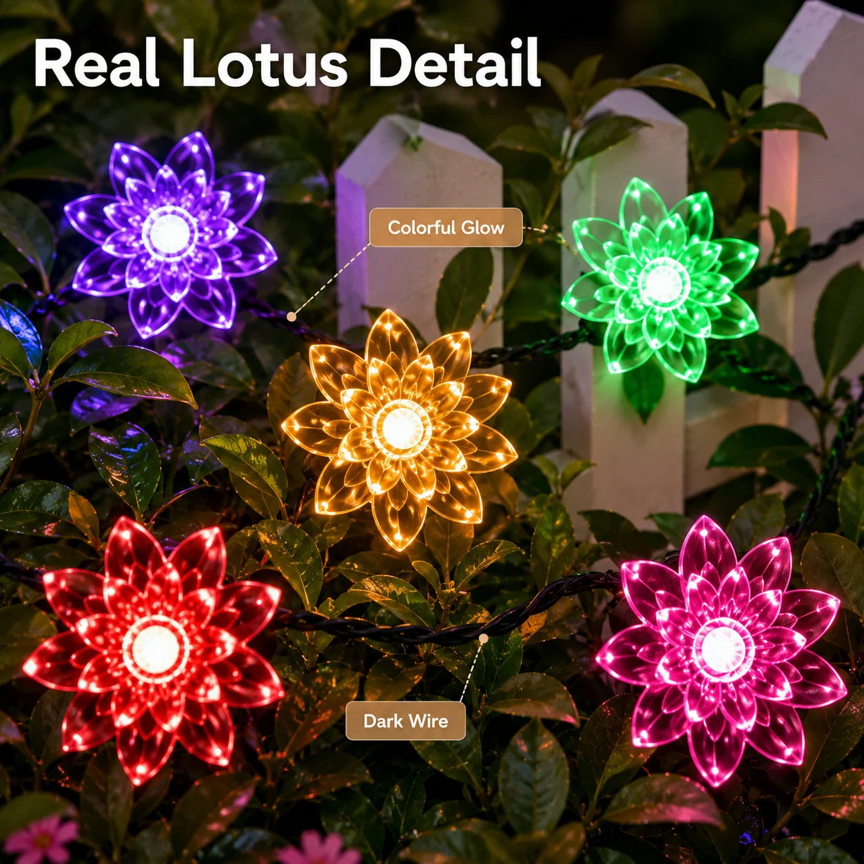 أضواء زهرة اللوتس الشمسية 5م/2 - مراجعة Outdoor Lighting For Fence وسعره