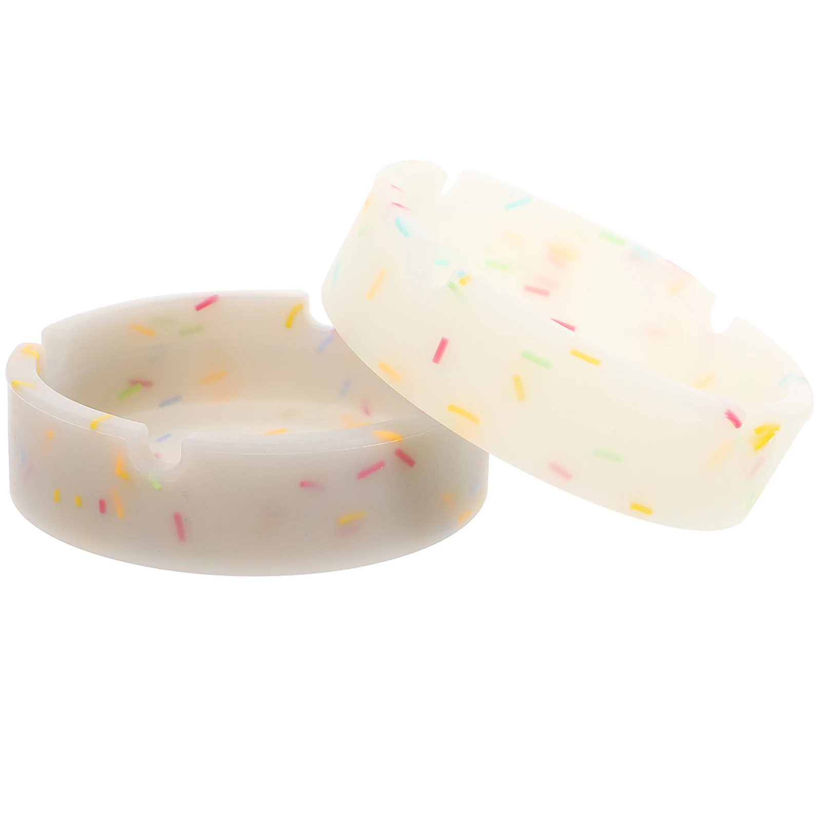 

2 Pcs Ashtray Silicone Round Color Luminous Smoke Holder Large Capacity Home Desktop Tool Storage