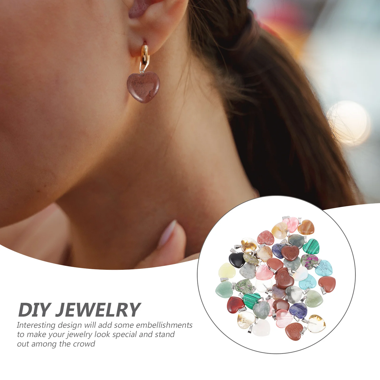 40Pcs Heart Shape Pendant DIY Jewelry Accessories Necklace Earring Bracelet Making Charms Heart Shape Pendant Jewelry Supplies