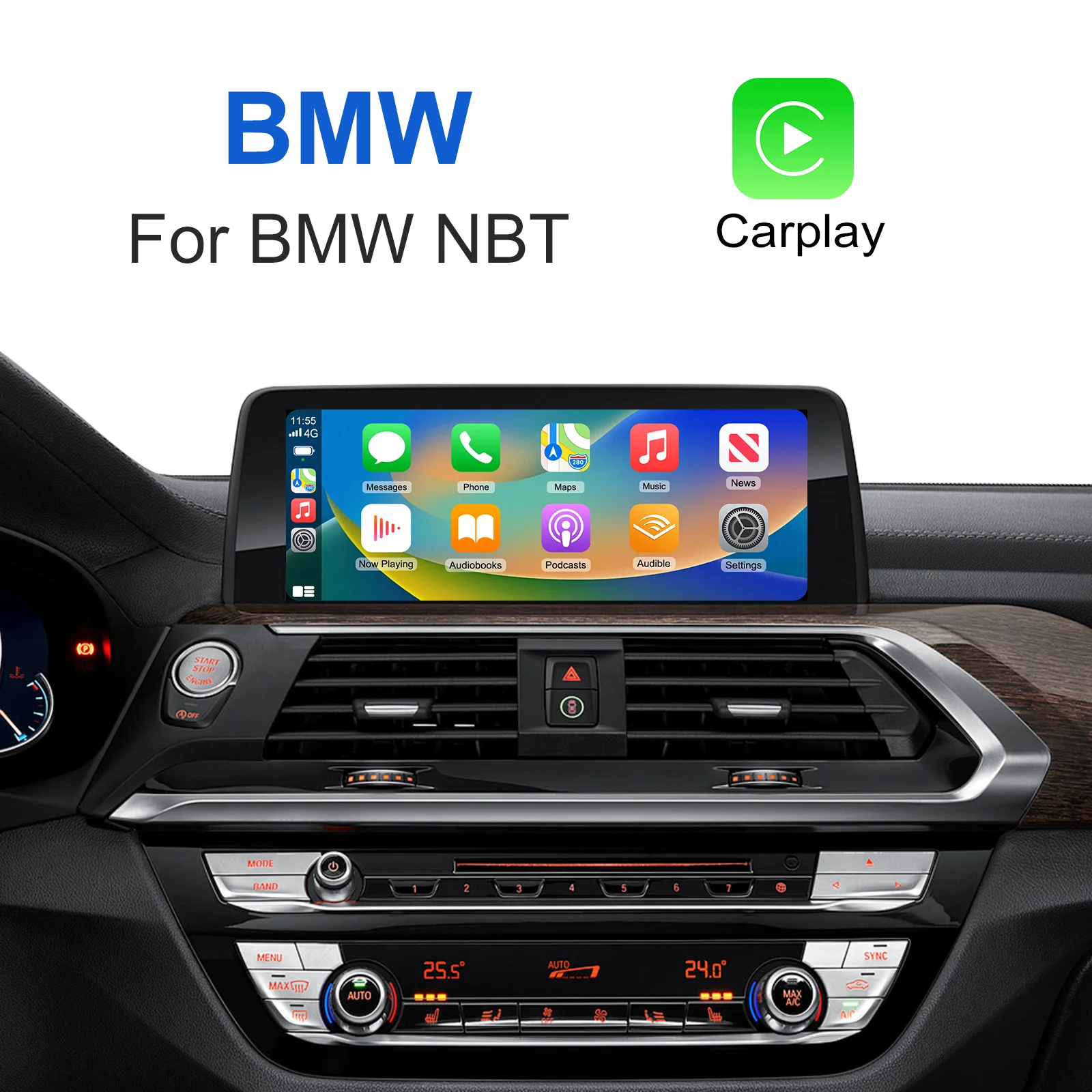 Ezonetronics Wireless CarPlay Android Auto retrofit kit decoder box for 2012-2016 BMW NBT System, 1 2 3 4 5 6 Series X3 X4 X5 X6