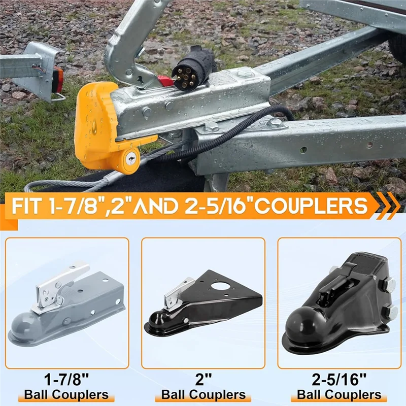 

Замок сцепного устройства прицепа, универсальный размер с 2 ключами, сверхмощные стальные замки для прицепов для транспортных средств, прицепов, лодок и автофургонов