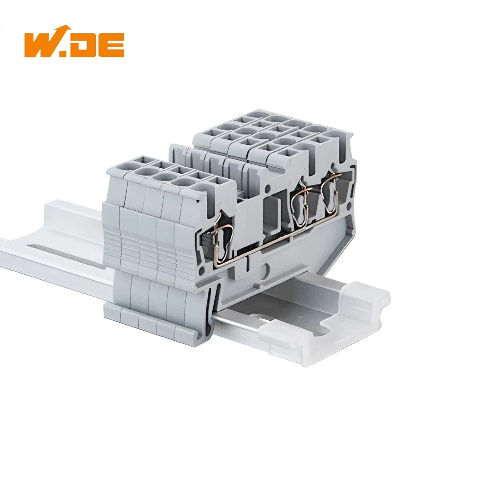 

50Pcs ST-2.5-TWIN Wire Conductor Electrical Wiring Return Pull Type 3 Conductors Din Rail Terminal Block