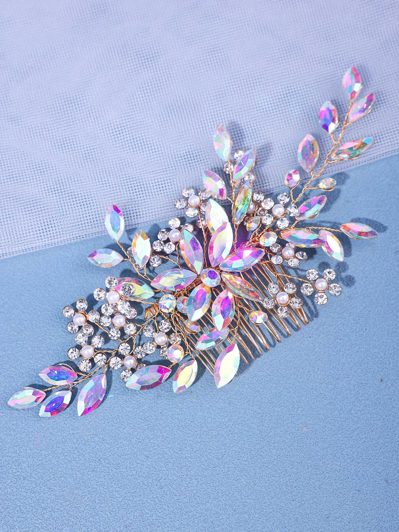 Peignes à cheveux de mariée en cristal de perles, bijoux de cheveux en strass, accessoires de mariage, diadème de mariée, bandeau de bal, couvre-chef en perles