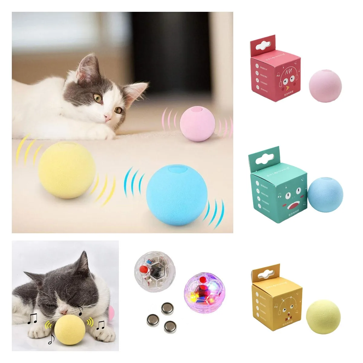 1/3pcs Interactive Cat Ball Toy Flash Paranormal Equipment Toys Pet Hunting Flash Motion Balls Pet Toy Light Up Motion Ghost Toy