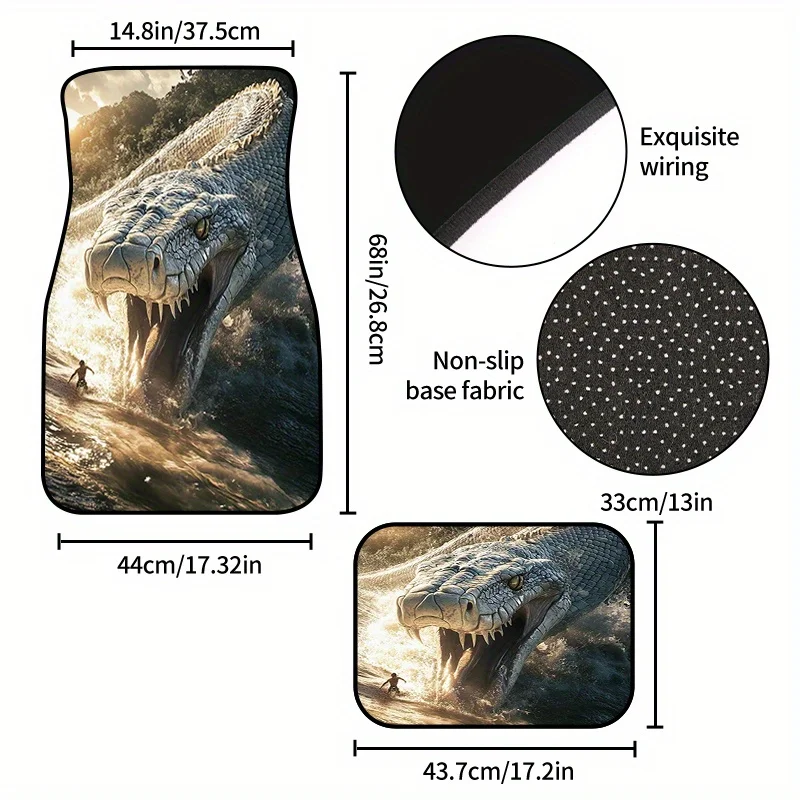 4pcs Halloween Theme Car Mats, Giant Snake Pattern Durable All-Weather Floor Liners For Cars SUV Sedans - Ideal Unisex Present W