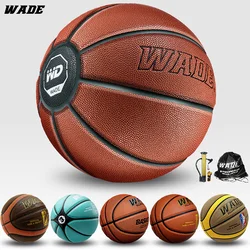 WADE 7# Original Size 7 Soft PU Leather Ball for Indoor/outdoor Adult Basketball Ball Brown Classic Kids Ball With Freebies