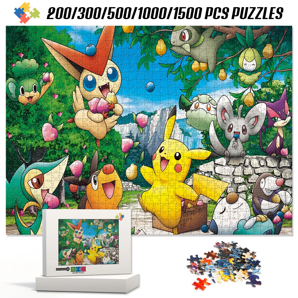 Jungle Pokemon Family Cartoon Jigsaw Puzzle Game, Jouet pour enfants, Montessori dos Toy, Loisirs familiaux, Cadeau