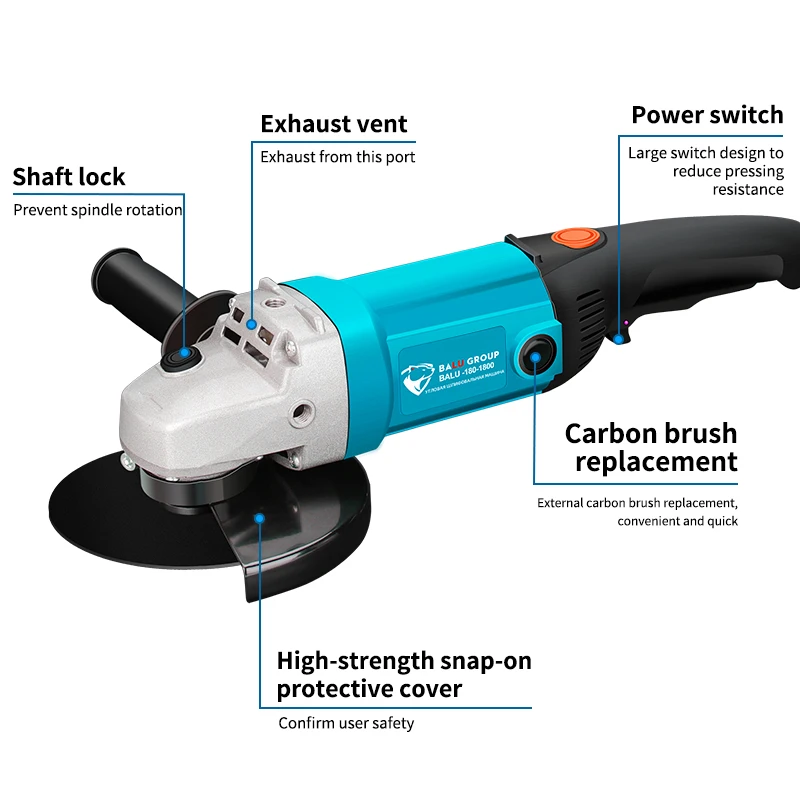 BALUGAEA M14 Angle Grinder Machine 1300W 150mm Corded Grinder Grinding Machine Power Tool