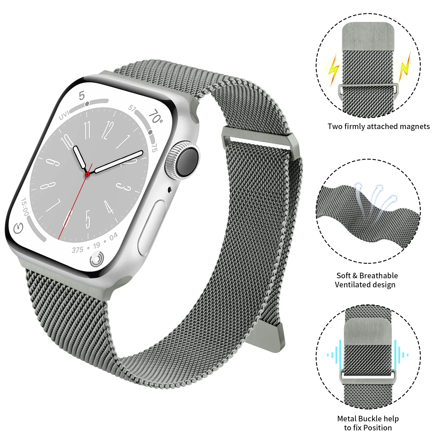 Milanese Strap For Apple watch 9 8 7 41mm 45mm Ultra/2 49mm Watchband Metal Band For iWatch 654321SE 44mm 40mm 42mm 38mm Strap