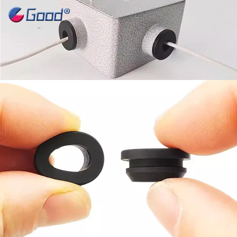 

2~44.5mm Black Hollow Silicone Rubber Snap-on Hole Plug Wire Cable Protect Coil Ring