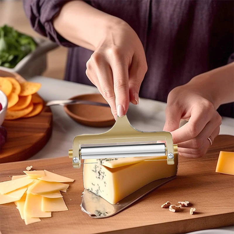 Cortador de queso, afeitadora de queso de alambre de acero inoxidable ajustable con 2 cables adicionales, herramientas de corte de cocina