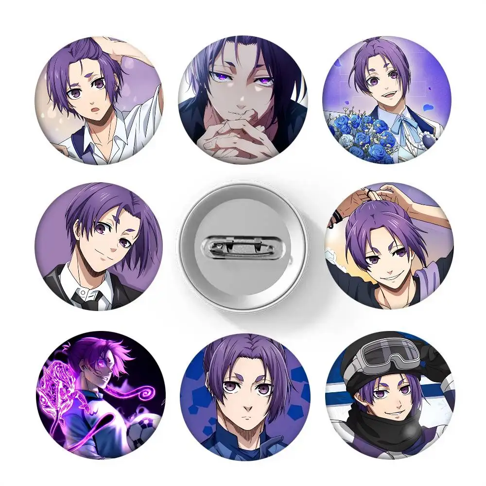 Anime Blue Lock Character Mikage Reo Round badge lapel pin backpack clothing jewelry accessories gift brooch