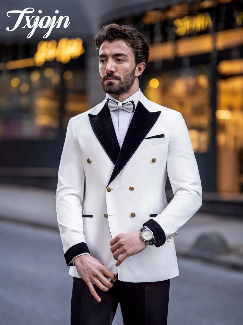 Classic Arrow Lapel Men Suit Set 2 PCS Formal Men's Tuxedos Suit Elegant Double Breasted Office Suit Men For Groom Suit Customiz