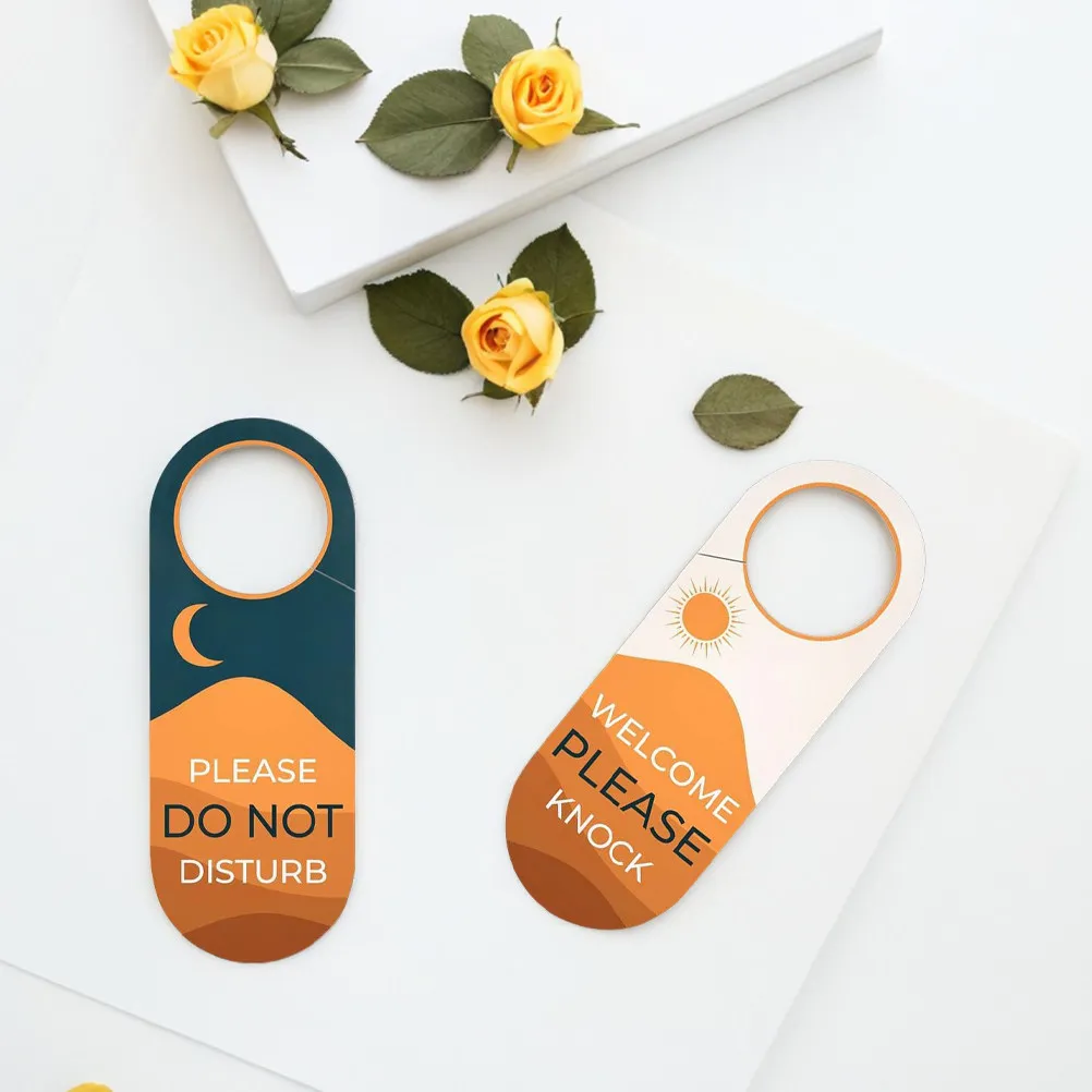 2Pcs Double-Sided Do Not Disturb Welcome Please Knock Door Hanger Sign Thick Paper Door Handle Sign Hotel Room Office Bedroom