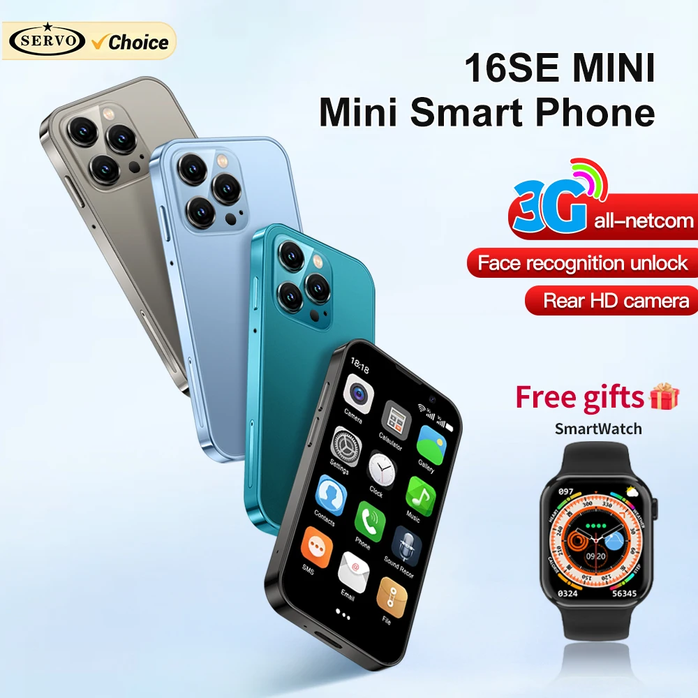 NEW SERVO 16SE Mini 3G Cute Smart Phone Android System 2 SIM Cards 3.0 inch Display Facial Unlock 2GB 16GB Small Card Smartphone