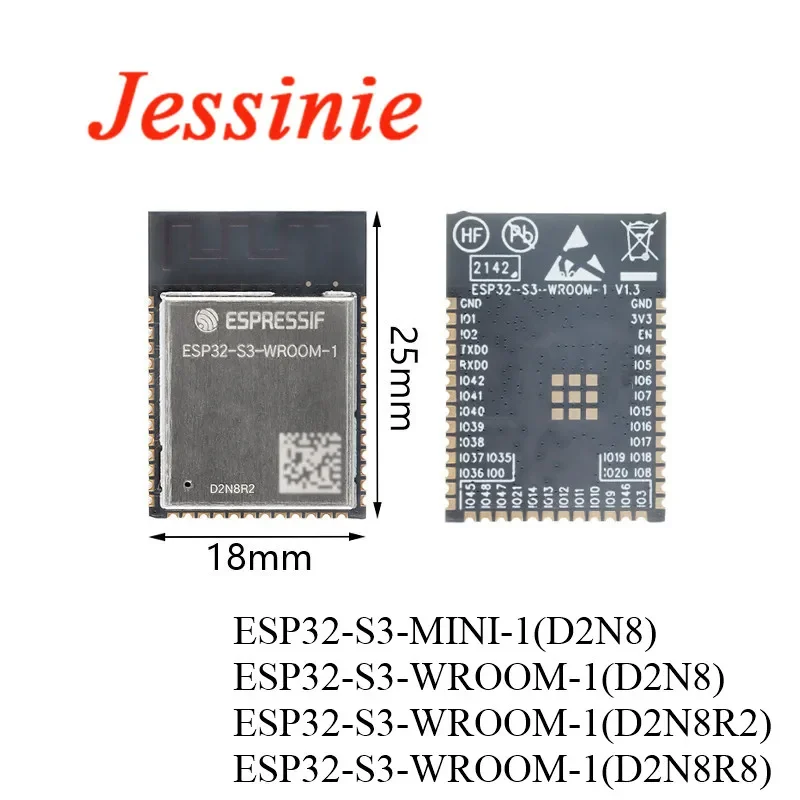 2pcs ESP32-S3-WROOM-1 ESP32-S3-MINI-1 ESP32-S3 ESP32-S3R2 ESP32-S3R8 Dual-core WiFi BLE Bluetooth-compatible 5.0 ESP32 Module