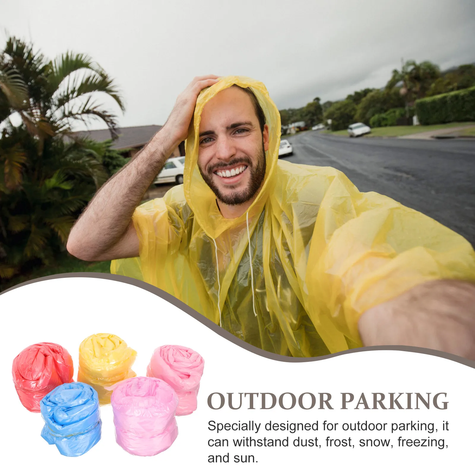 

5pcs Waterproof Ponchos Lightweight Foldable Raincoats for Adults Keyring Covers Sports Travel Outdoor Camping Hiking Activities