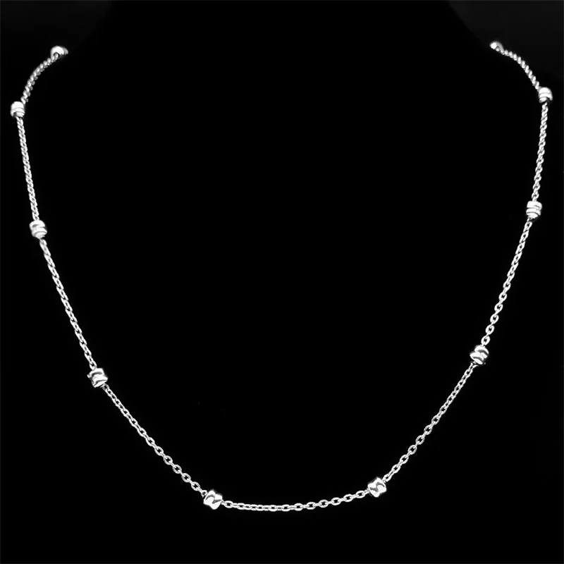 Länge 60 cm Kugelperlenkette Halskette für Damen Herren Edelstahl Gold Silber Schwarz Farbe Modeschmuck Accessoires Herstellung – Detail 14