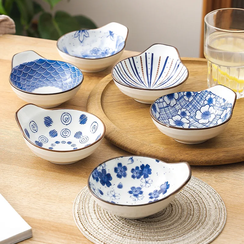

Japanese Ceramic Dish Seasoning Bowls, Heat-resistant Underglaze Colored Cute Bowl Dish, Creative Kitchen Utensils Dipping Dish