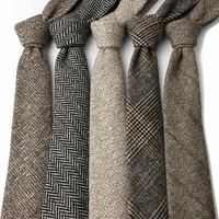 Winter Daily Men's Women's 7cm Wool Tie Black Herringbone Brown Stripe Necktie Wedding Party Business Office Gifts Accessories