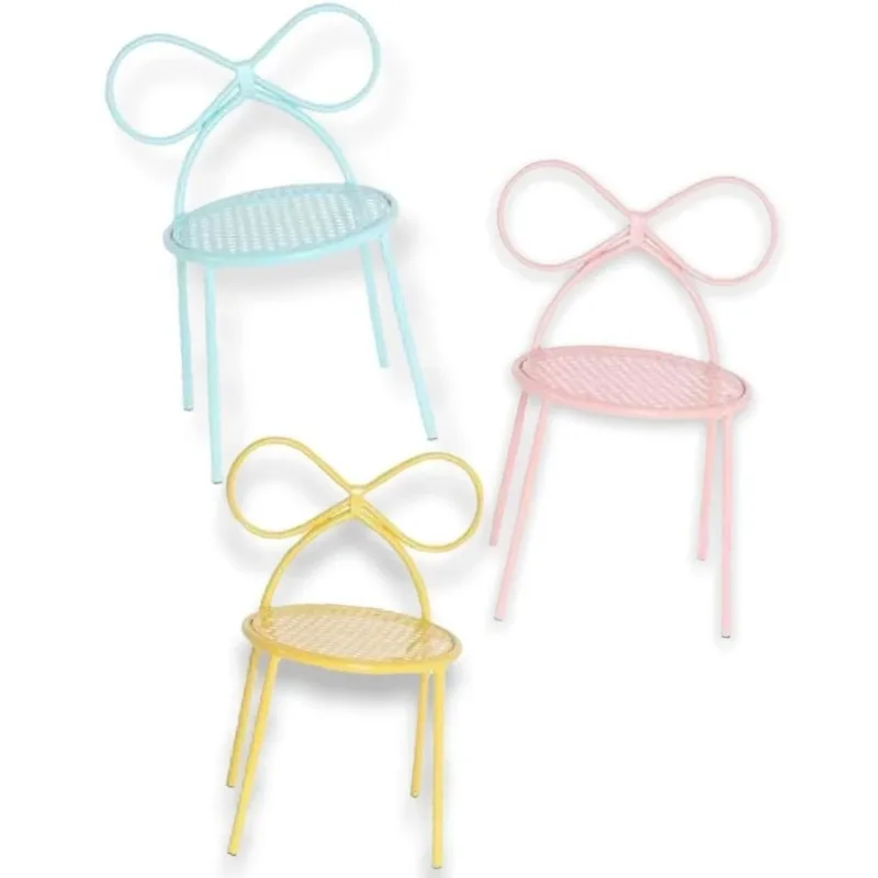 

2Psc Modern Style Metal Kid Bow Chairs for Dining Hotel Living Room and Baby Shower Parties Infant Furniture for Children