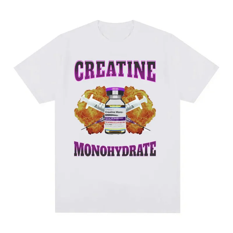 Creatine monohydrate funny graphic t shirts men retro fashion casual short sleeve t-shirt Unisex O-neck cotton oversized T shirt