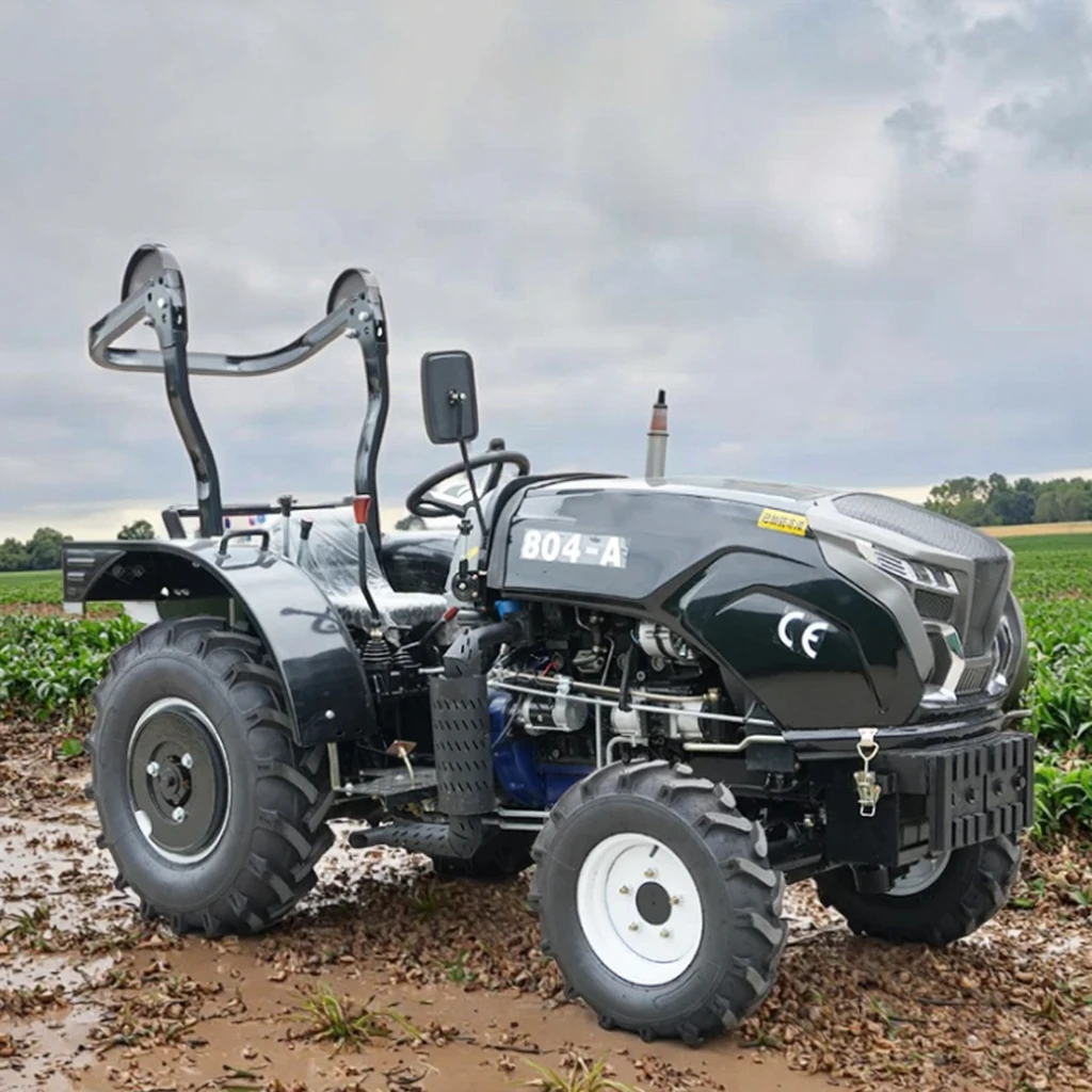 High Quality 80 HP Compact Tractors Rubber Tire Wheel Hillside Tractor Orchard Cultivated Land Agriculture Harvesting Tractor