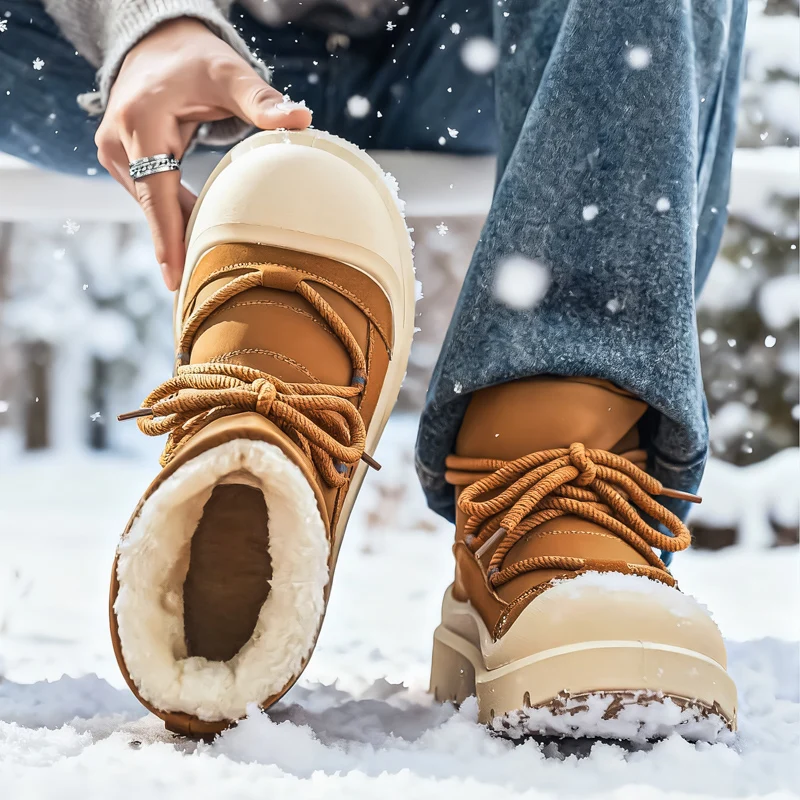 

Men's Warm Winter Boots Waterproof Non-Slip Plush Lined Sneaker Shoes Winter Slippers Comfortable Male Tenis Boots