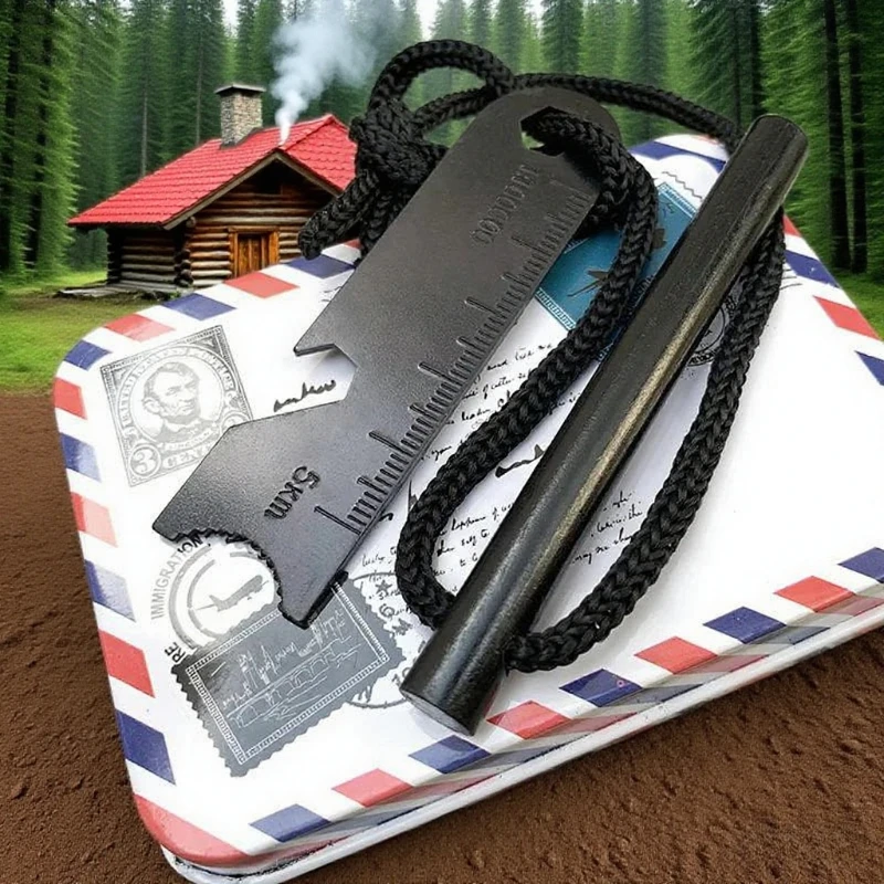 

New Portable Outdoor Flint Camping Equipment Box Containing Magnesium Stick Wilderness Survival Tool for Emergency Preparedness