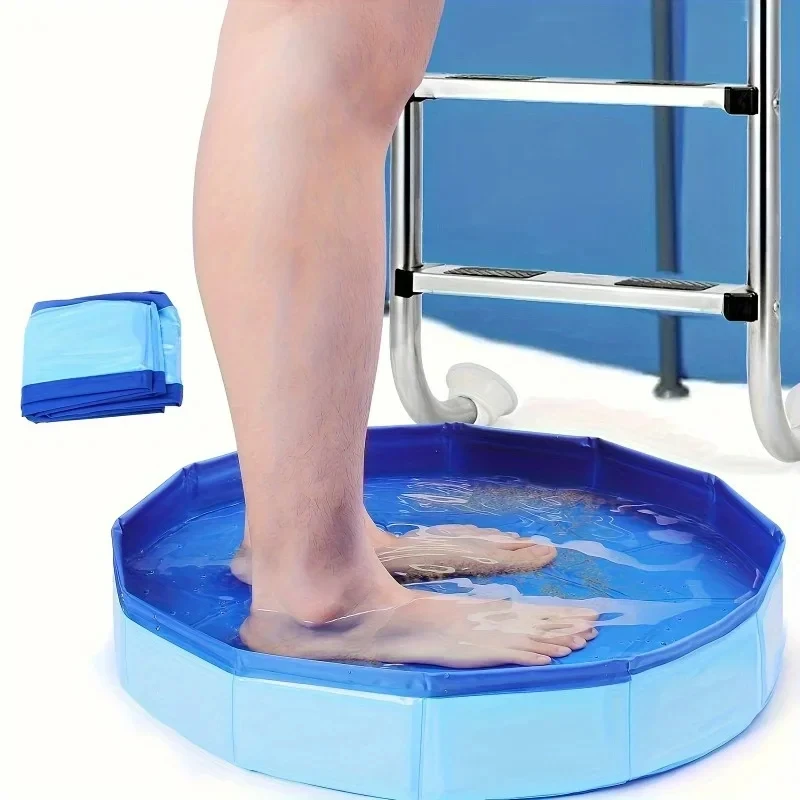 Tragbares PVC-Faltbares Fußbad, Geeignet für Pool-Einstiege auf Bodenniveau, Ideal zur Pool-Fußreinigung und als Poolzubehör