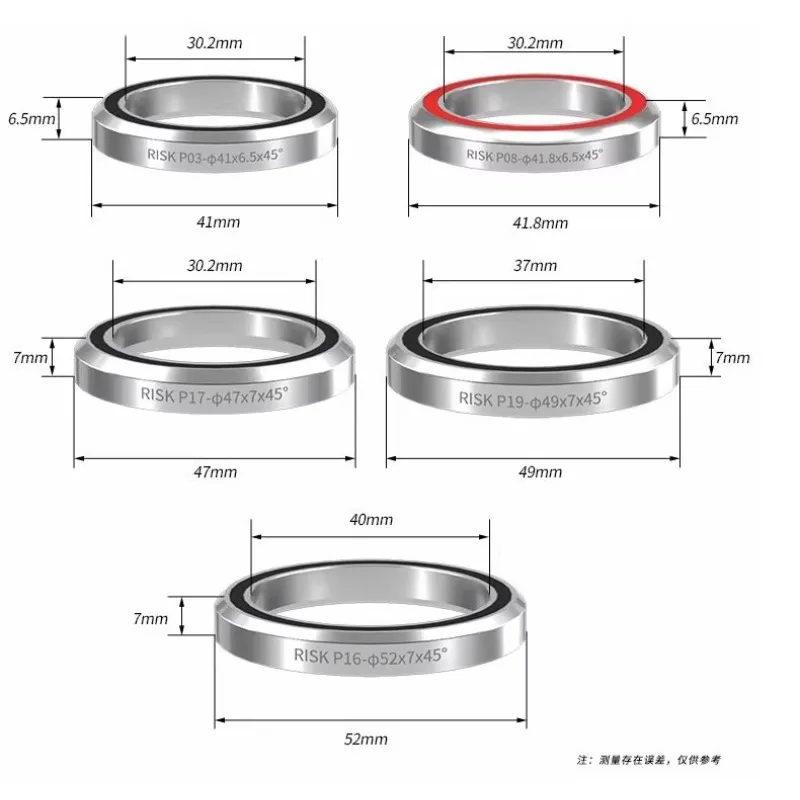 Bike Headset Bearings 41/41.8/47/49/52mm MTB Road Bicycle Headset Bearing Repair Steel Parts Bike Accessories