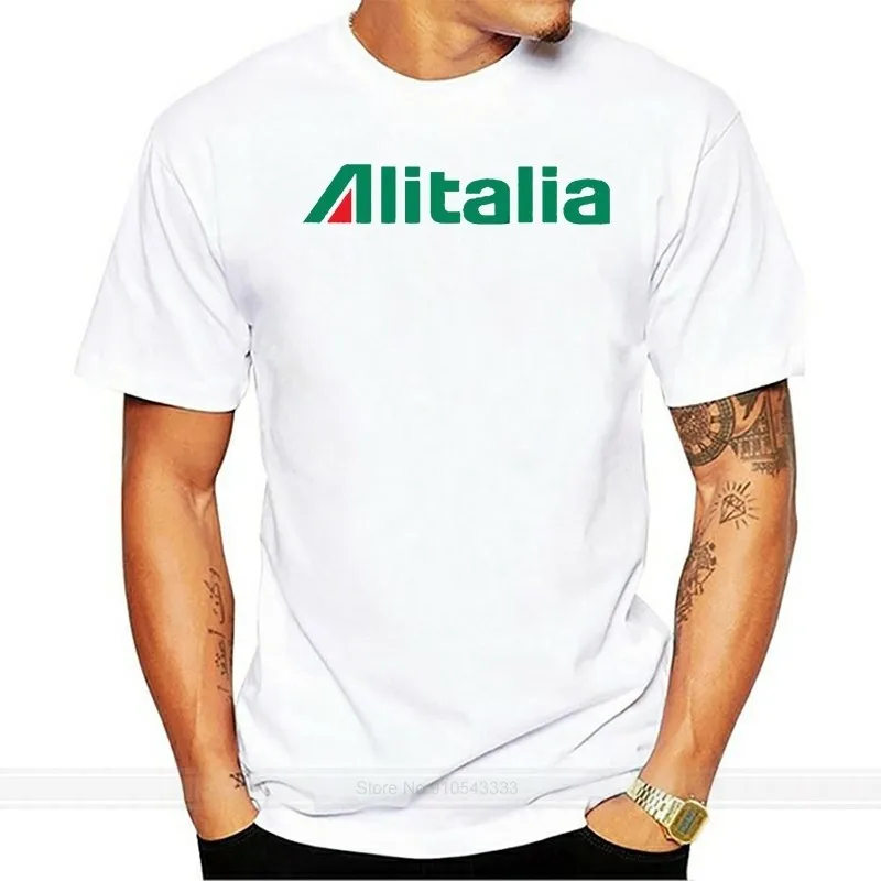 Alitalia Airline Aviation Unisex Men T-Shirt White S-5XL cotton tshirt men summer fashion t-shirt euro size