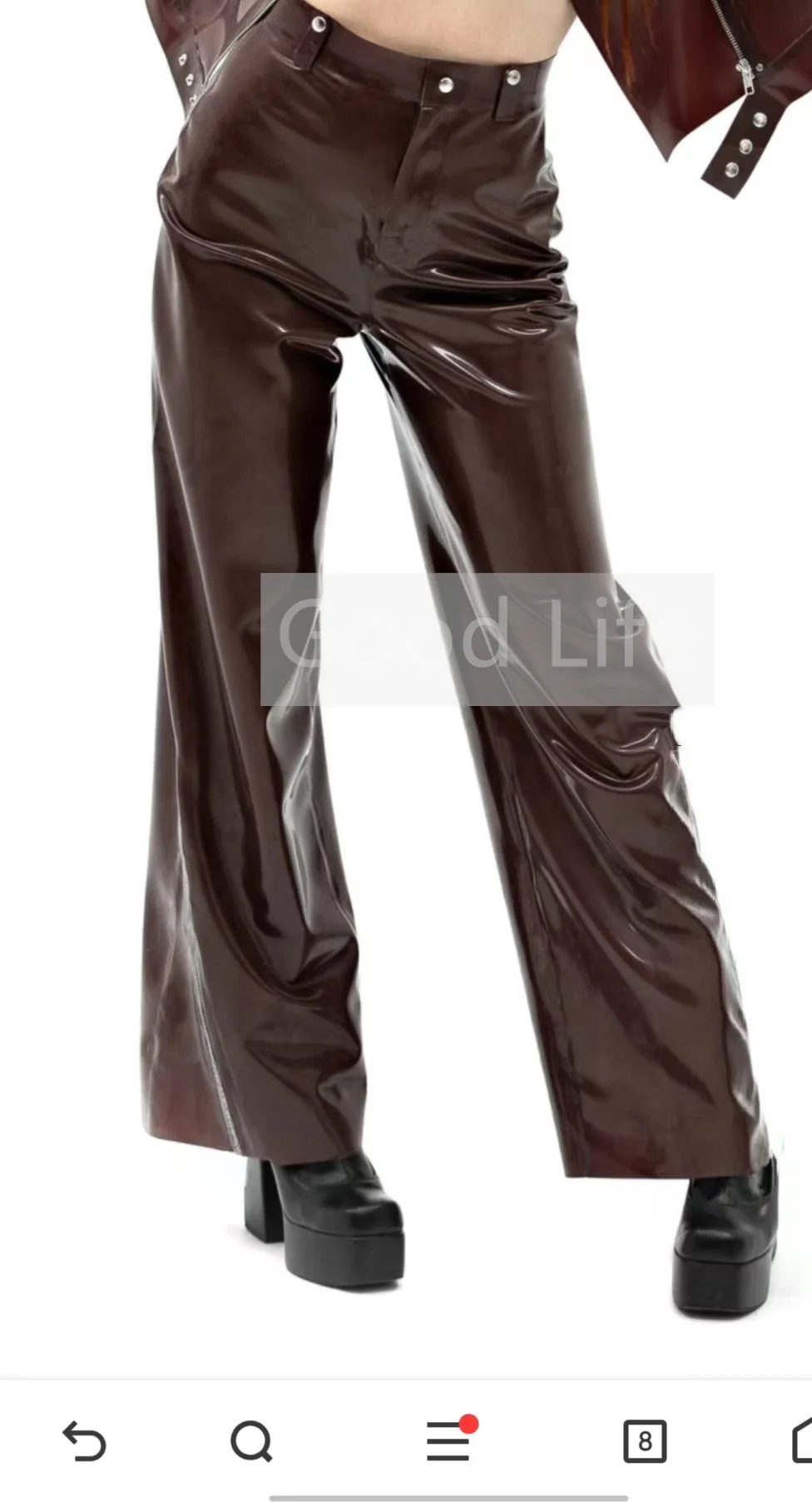 

Женские сексуальные латексные брюки-клеш с карманами, резиновые джинсы с передней молнией, повседневные латексные брюки для женщин, костюм для Хэллоуина и косплея