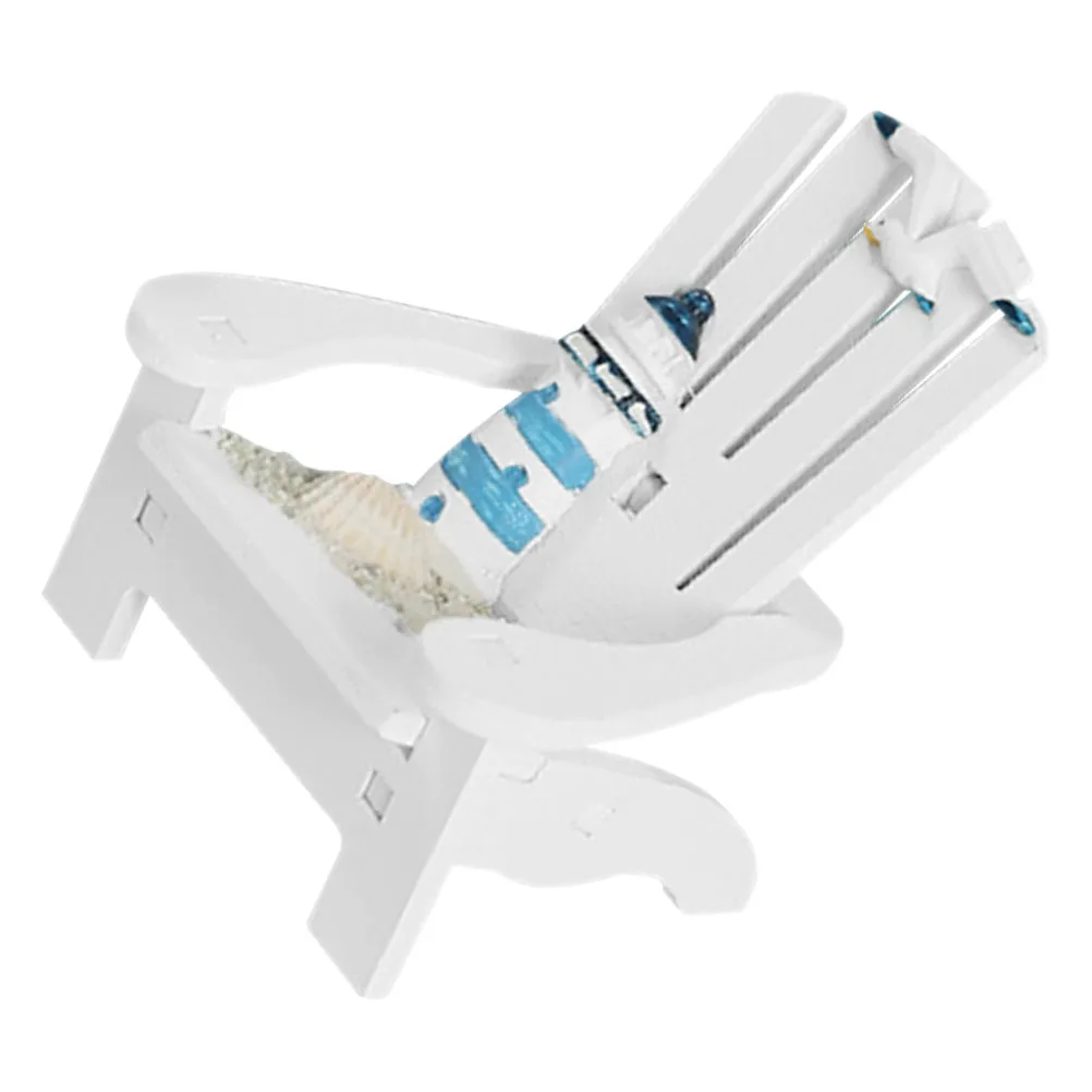 มินิเก้าอี้ชายหาดตกแต่งเก้าอี้ทรายสีขาวสําหรับ Mini House Ocean โต๊ะ Props ทนทานน้ําหนักเบาสนุกภาพ