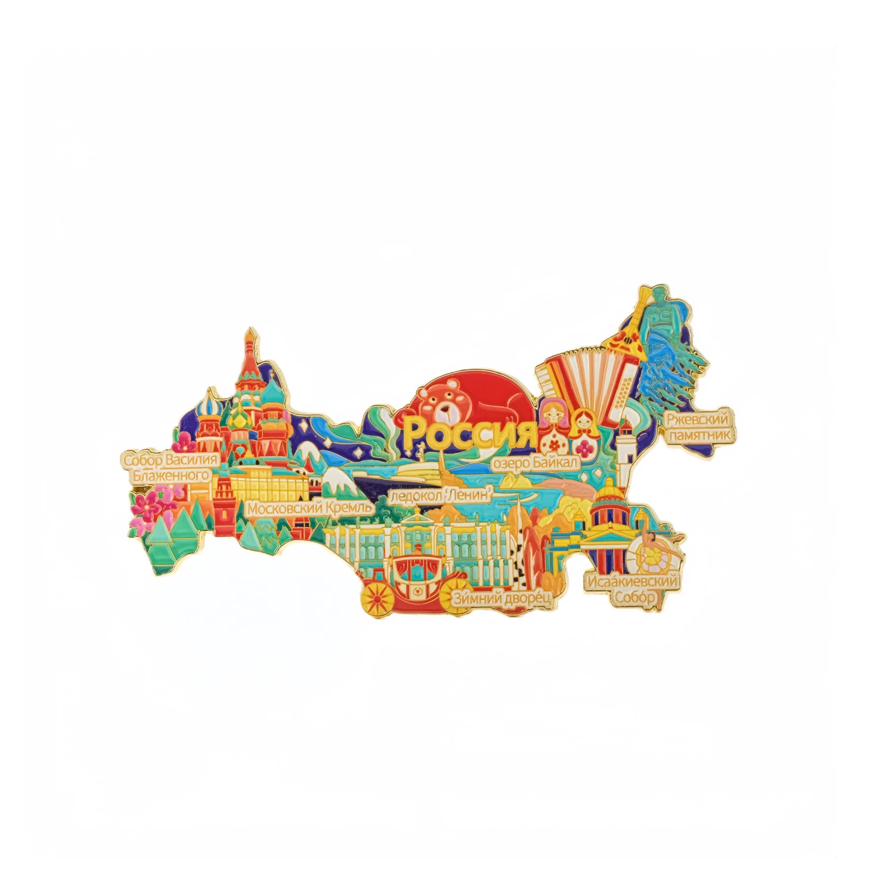 Enamel Metal Russia Landmark Fridge Magnet, Russian City Map Tourist Souvenir Magnet, Decorative Refrigerator Sticker Gift