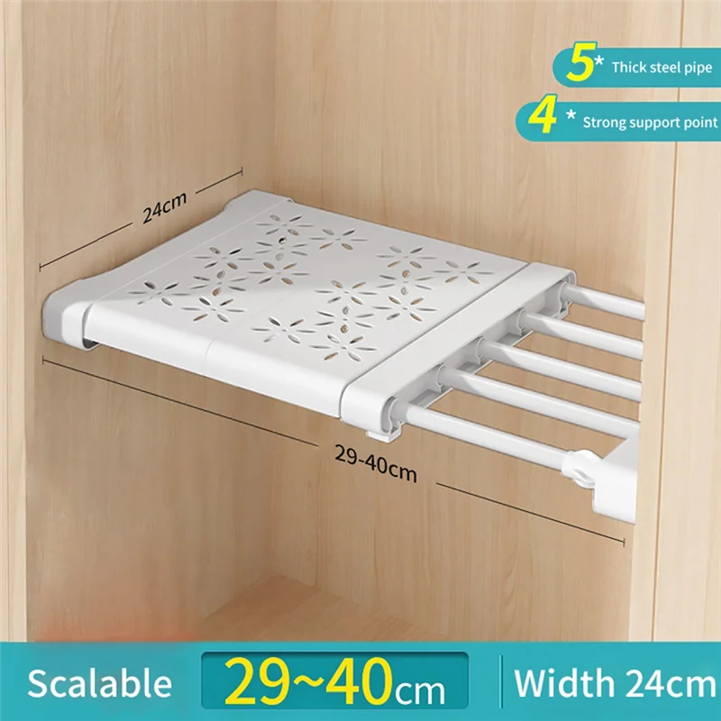 

Telescopic Shelf Shelves Closet Organizers Storage Wall Mount Home