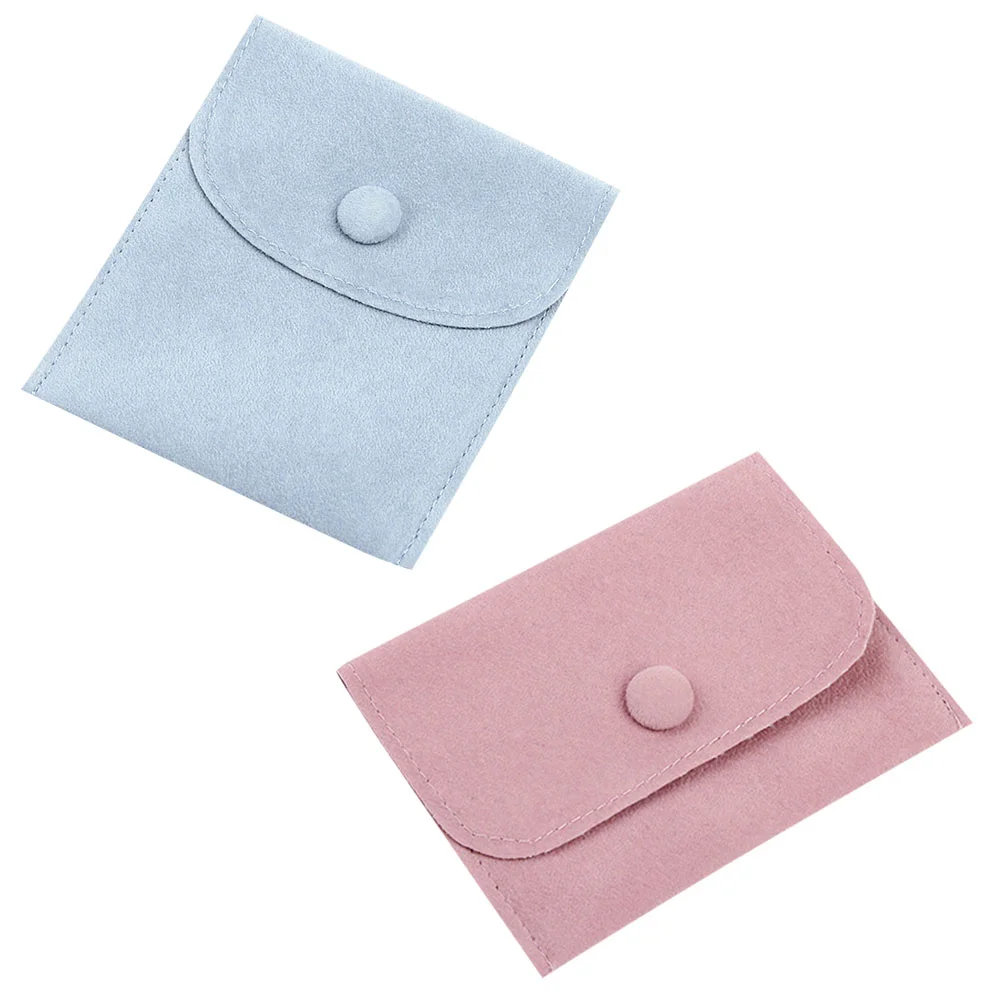 2 Pcs Fleece Drawstring Pockets Thicken Small Pouch Flannel Ornaments Cloth Jewelry Organiser Bag