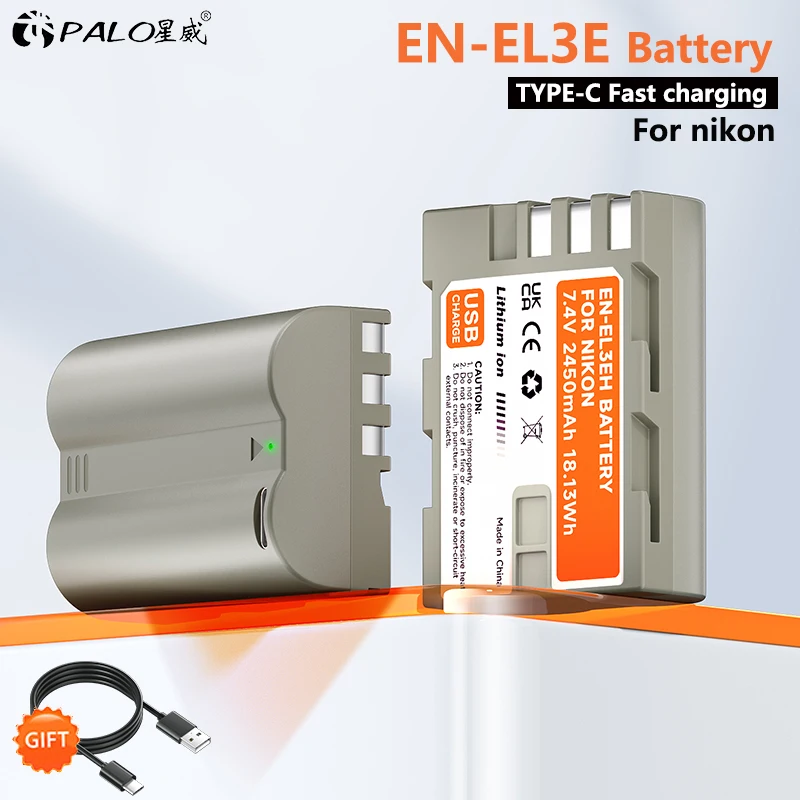 

EN-EL3E EN-EL3e EN EL3E Camera Battery With Type-C USB Input for Nikon D90 D80 D300 D300s D700 D200 D70 D50 D70s D100 D200 D300