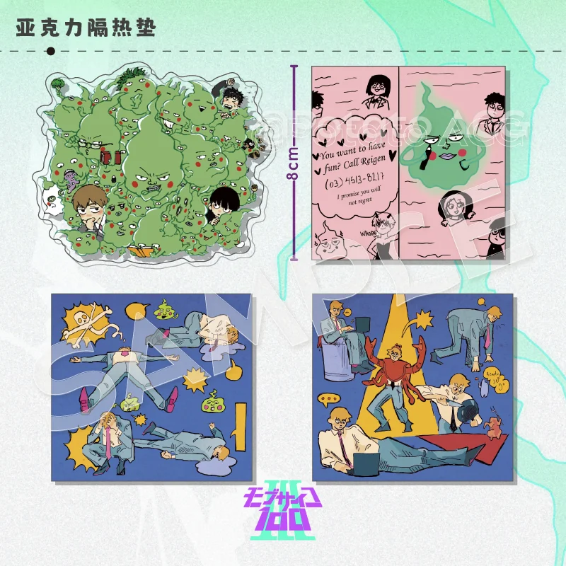 

Anime Mobu Saiko Hyaku Kageyama Shigeo Reigen Arataka Acrylic Cups Mat Cup Coaster Heat Insulated Pad Doily Table Mats Xmas Gift