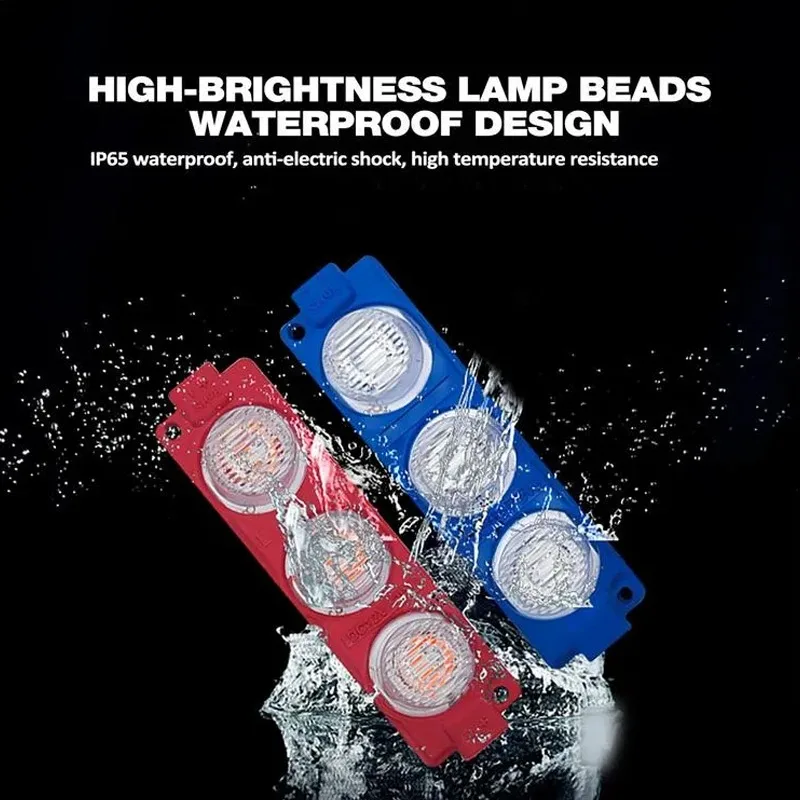 New 2pcs/1pc Motorcycle Car LED Strobe Light 6LED 12LED Super Bright Lights  Red and Blue Warning Lamp Modified Taillight