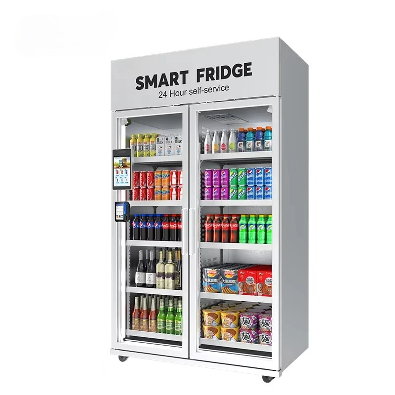 Yogurt beverage machine, automatic smart refrigerator, refrigerated healthy food vending machine, with camera monitoring