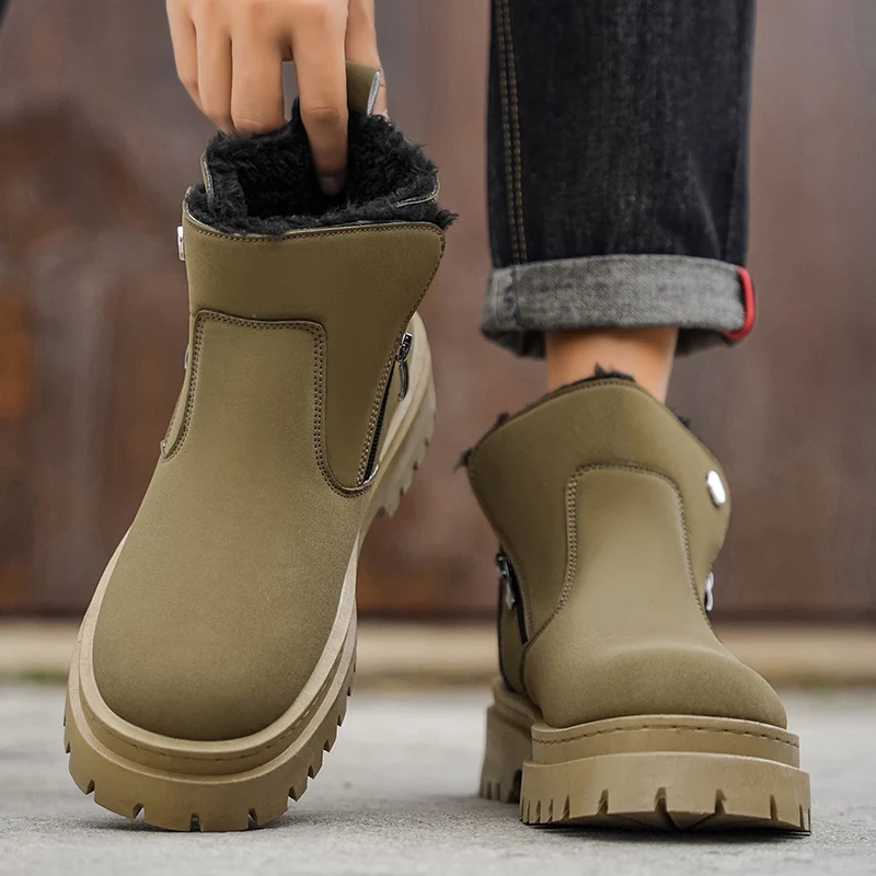 

Luxury-Like 2025 Autumn-Winter Men's Boots - Thick-soled Fashion Work Boots with Foot Covers - Retro Outdoor Short Boots 39-44