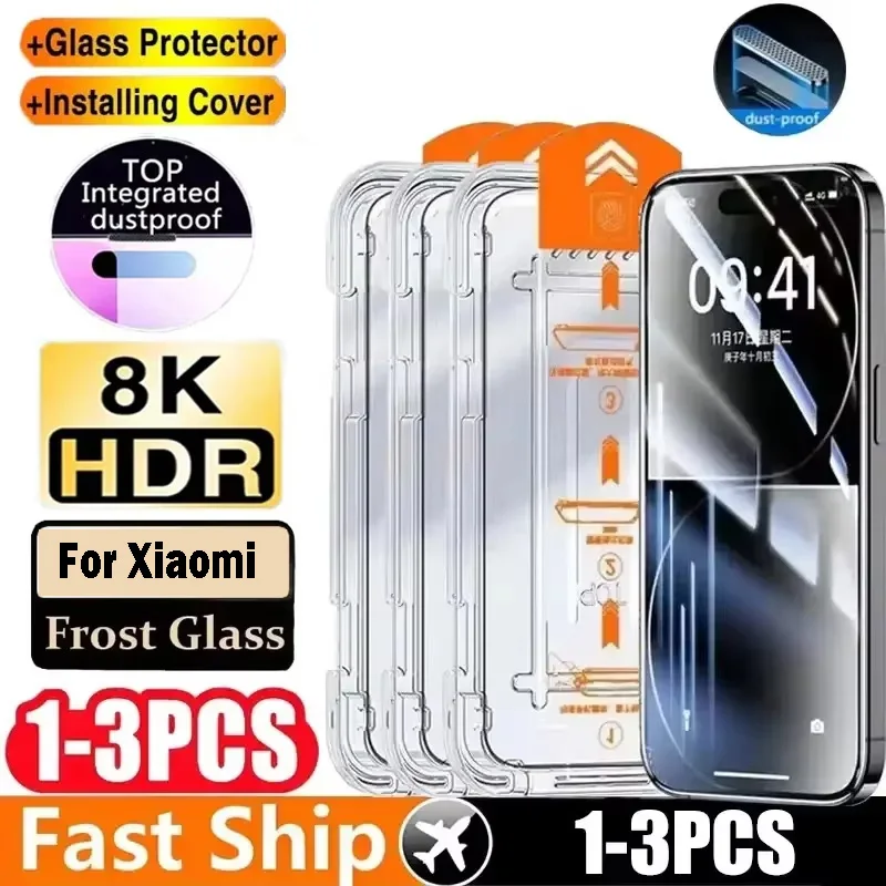 8K Dust Free Glass For Xiaomi Poco M6 Pro HD Oleophobic Coating Screen Protector For Poco X6 X5 X3 X4 X5 Pro F3 F5 F6 Pro C65