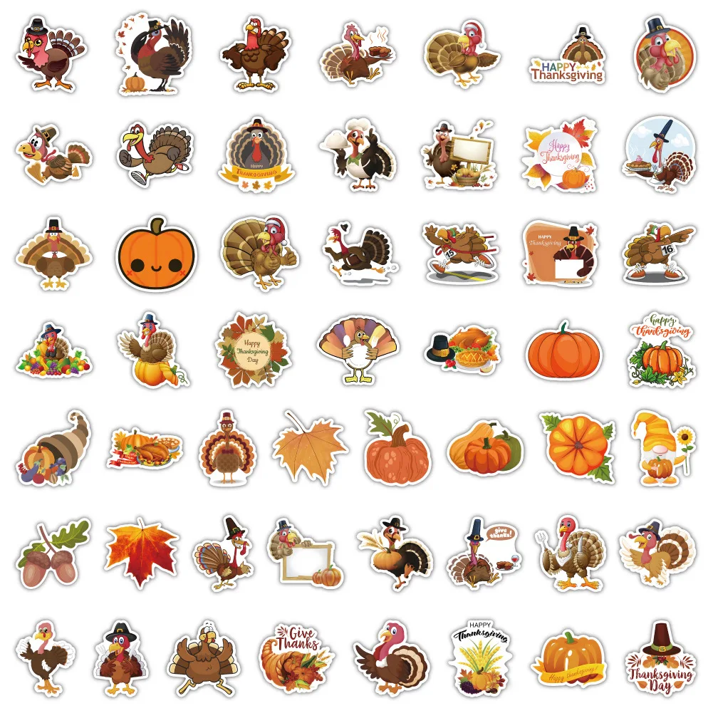 

10/50/100PCS Thanksgiving Funny Turkey Creative Decorative Stickers Personalized DIY Refrigerator Scrapbook Diary Decals Toy