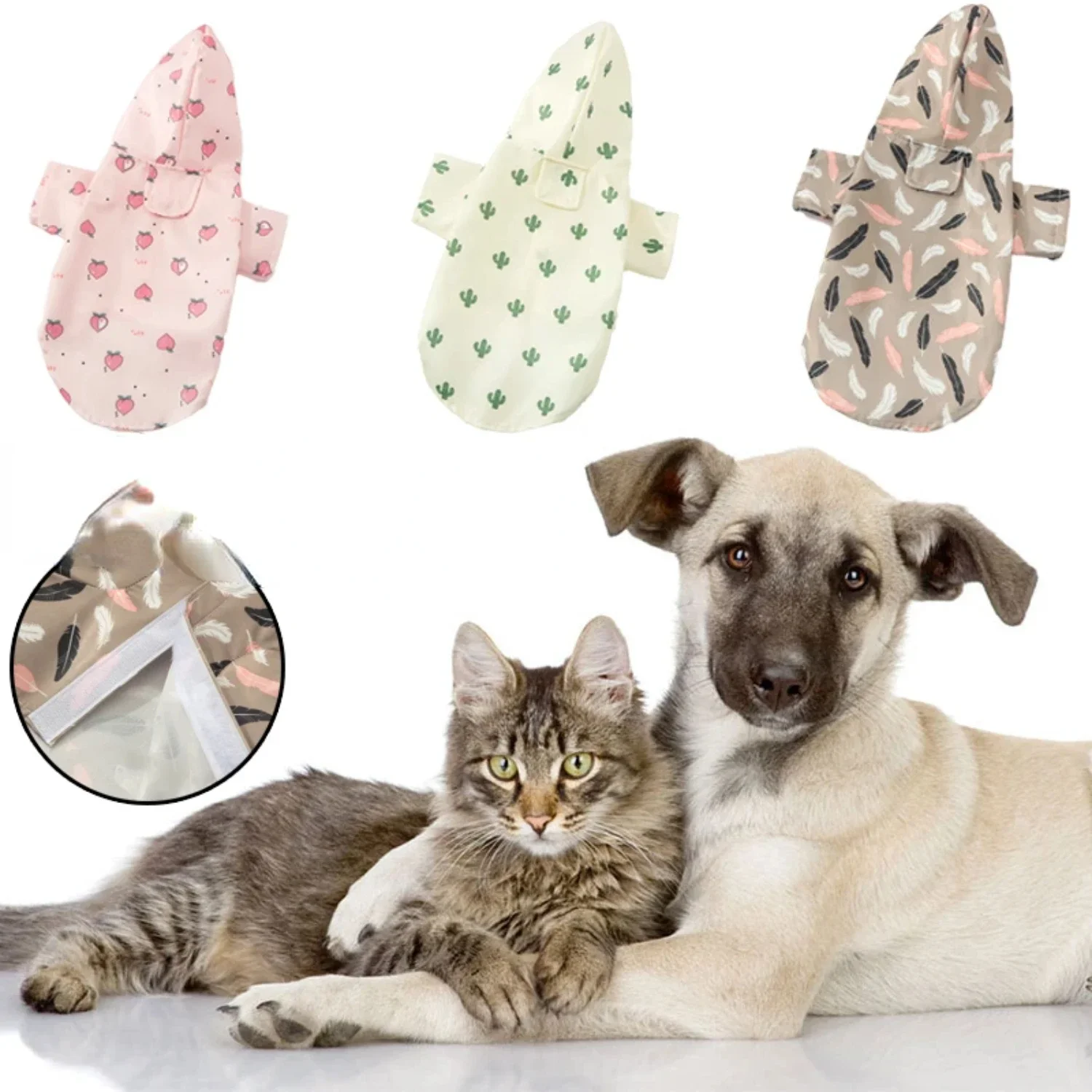 

Stay dry in style with this adorable and high-quality pet raincoat! Keep your furry friend looking cute and dry with this fun ca