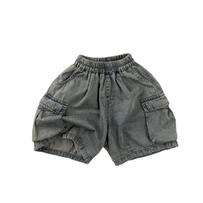 2025 Summer New Children Denim Shorts Solid Girls Casual Pants Vintage Distress Jeans For Boys Loose Shorts Kids Baby Clothes