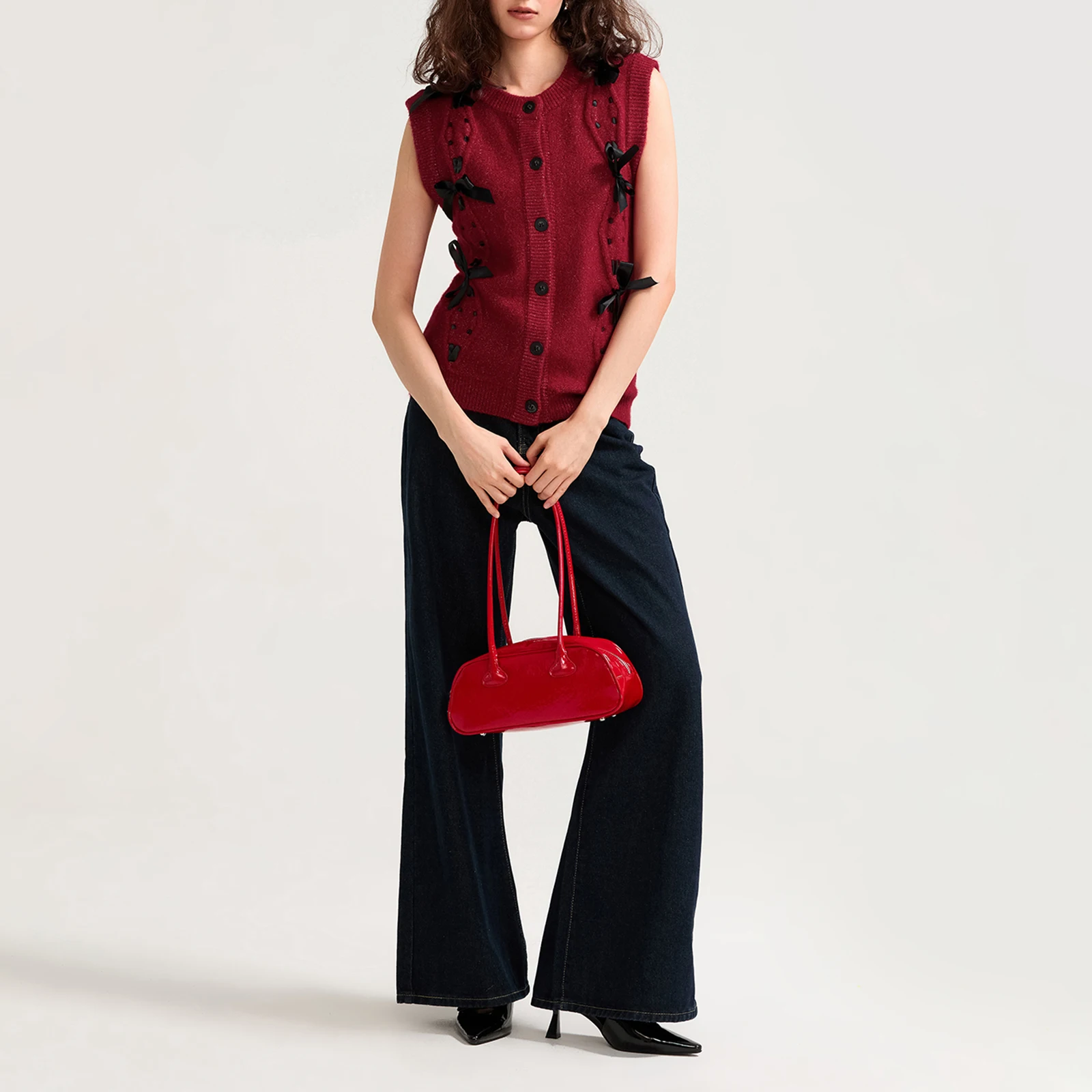 

Women Knitted Sweater Vest Soft Sleeveless Warm Pullovers Cute Bow Sweaters Autumn Winter Women's Clothing D16