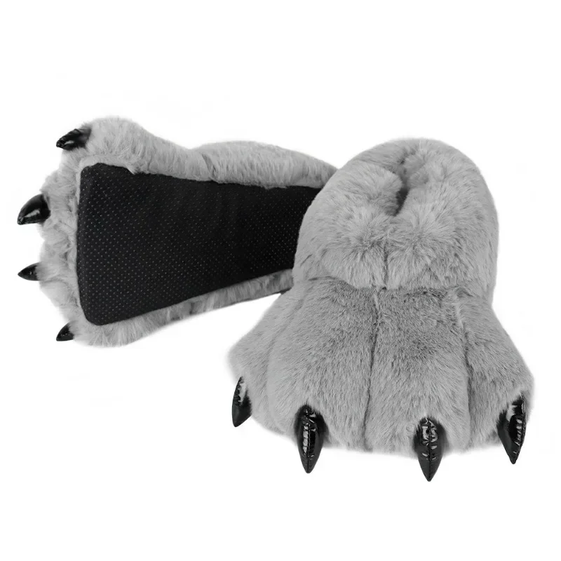 

1 Pair Animal Slippers Plush Warm Home Closed Back Shoes Fuzzy Funny Furry Claw for Cosplay Holiday Indoor Winter Footwear Geta